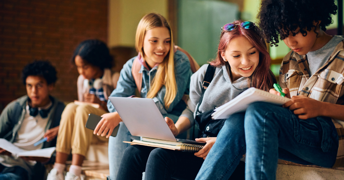 Students doing homework at school